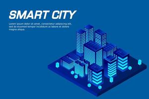 cidade futura isométrica. conceito da indústria imobiliária e de construção vetor