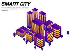 cidade futura isométrica. conceito da indústria imobiliária e de construção vetor