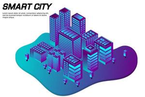 cidade futura isométrica. conceito da indústria imobiliária e de construção vetor