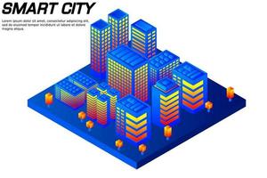 cidade futura isométrica. conceito da indústria imobiliária e de construção vetor