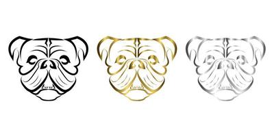 arte de linha de cabeça de cachorro bulldog ou pug. bom uso de símbolo, mascote, ícone, avatar, tatuagem, design de camiseta, logotipo ou qualquer design que você quiser. vetor