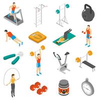 Conjunto de ícones isométrica de fitness