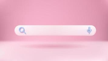 barra de pesquisa minimalista em 3D com fundo rosa vetor