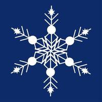 floco de neve branco sobre um fundo azul escuro. decoração para design de cartões, banners, sites, ícones de Natal e ano novo. ilustração linear do vetor simples.