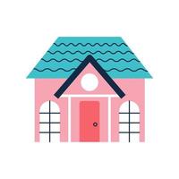 linda casa rosa. ilustração em vetor plana