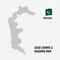 Azad kashmir província do Paquistão pontilhada vetor, mapa padrão de pontos quadrados do Paquistão. Mapa de pixels pontilhados de Azad Kashmir com a bandeira nacional isolada no fundo branco. ilustração. vetor