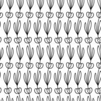 padrões sem emenda combináveis simples. flor da tulipa botânico floral mão desenhada Drawn Lines pontos pontos, monocromático preto e branco. design para embalagem, embrulho de tecido têxtil vetor