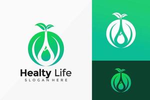 design de logotipo de vida verde healty. modelo de ilustração vetorial de designs de logotipos de ideias criativas vetor