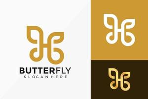 vector design de logotipo de borboleta de letra h. emblema abstrato, conceito de projetos, logotipos, elemento de logotipo para modelo.