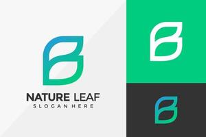 letra b design de logotipo de folha de natureza, design de logotipo moderno modelo de ilustração vetorial vetor