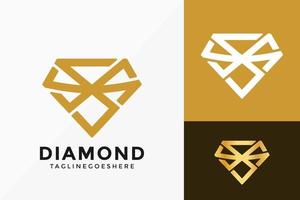 desenho de vetor de logotipo de diamante abstrato. emblema abstrato projeta elemento de logotipo de logotipos de conceito para modelo.