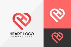 letra h design de logotipo de amor de coração, design de logotipo moderno modelo de ilustração vetorial vetor