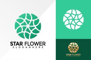 design de logotipo de flor de estrela verde, vetor de logotipos de negócios de moda cosmética, logotipo moderno, modelo de ilustração vetorial de designs de logotipo