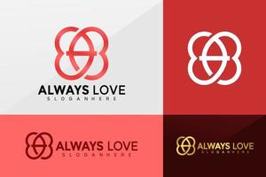 carta um vetor de logotipo de amor de beleza, design de logotipos de casal de amor, logotipo moderno, designs de logotipo ilustração vetorial template.eps