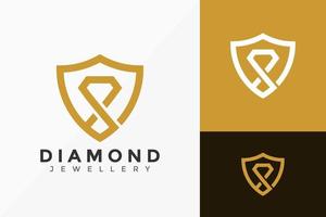 escudo design de logotipo de diamante, logotipos minimalistas, modelo de ilustração vetorial vetor