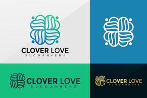 trevo amor vetor de logotipo geométrico, design de logotipos de identidade de marca, logotipo moderno, modelos de ilustração vetorial de designs de logotipo