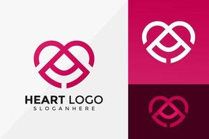 carta design de logotipo de coração de amor, design de logotipos de identidade de marca modelo de ilustração vetorial vetor