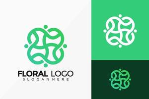 design de logotipo de folhas verdes florais. modelo de ilustração vetorial de designs de logotipos de ideia moderna vetor