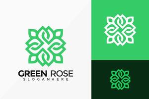 projeto do vetor do logotipo da rosa verde da natureza. emblema abstrato, conceito de projetos, logotipos, elemento de logotipo para modelo.