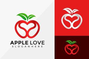 design de logotipo de amor da apple, designs de logotipos de identidade de marca modelo de ilustração vetorial vetor