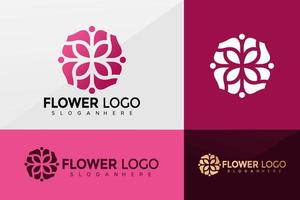 vetor de logotipo de flor, design de logotipos de moda de flores, logotipo moderno, modelos de ilustração vetorial de designs de logotipo