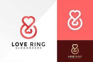 design de logotipo de anel de amor, vetor de logotipos de moda de beleza, logotipo moderno, modelo de ilustração vetorial de designs de logotipo