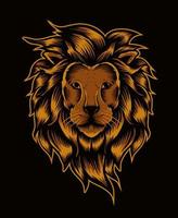 ilustração cabeça de leão em fundo preto vetor