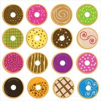 Donuts coloridos podem ser usados no menu de comida, decoração, imagem na embalagem, etc. vetor