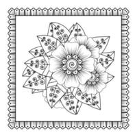 flor mehndi para henna, mehndi, tatuagem, decoração. ornamento decorativo em estilo oriental étnico, ornamento de doodle, desenho de mão de contorno. página do livro para colorir. vetor