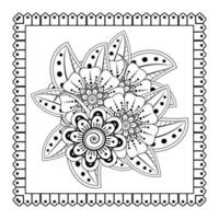 flor mehndi para henna, mehndi, tatuagem, decoração. ornamento decorativo em estilo oriental étnico, ornamento de doodle, desenho de mão de contorno. página do livro para colorir. vetor