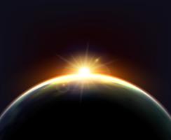 Poster escuro do fundo da luz solar da terra do globo vetor