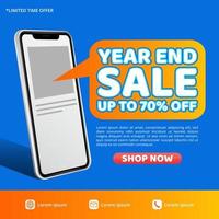 banner de venda de final de ano com ilustração de smartphone para comércio eletrônico vetor