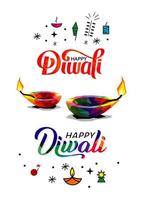 ilustração de diwali para a celebração do vetor de tipografia do festival da comunidade hindu