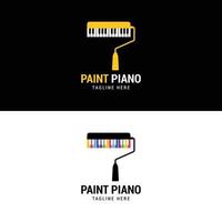 mão rolo pintura escova piano logotipo design estoque vetor. modelo de design de logotipo musical de rolo de pintura de mão artística vetor