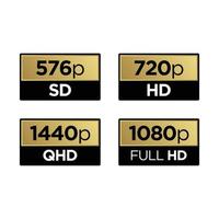 logotipo dourado do ícone de resolução de vídeo ultra hd 8k, 4k, 5k