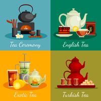 Conjunto de ícones de conceito de chá vetor