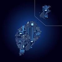 mapa de contorno de São Tomé e Príncipe com circuito de eletrônica tecnológica. vetor