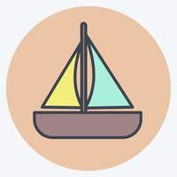 ícone barco de brinquedo - estilo companheiro de cor - ilustração simples vetor