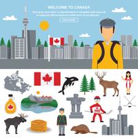 Conjunto de ícones plana do Canadá vetor