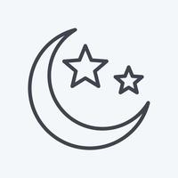 ícone lua e estrelas - estilo de linha - ilustração simples vetor