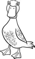 desenho animado pato pássaro fazenda animal personagem livro para colorir página vetor
