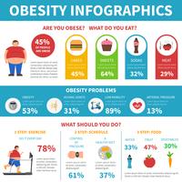 Problemas de Obesidade Solução Infográfico Plano Poster vetor