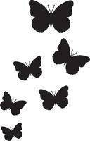borboletas voando em silhueta vetor