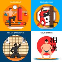 Conjunto de ícones do conceito de artes marciais vetor