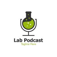 gráfico de vetor de ilustração do logotipo de podcast de laboratório. perfeito para usar para empresa de tecnologia