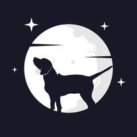 ilustração vetorial gráfico de cachorro beagle com fundo de lua. perfeito para usar em camisetas ou eventos vetor