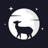 ilustração vetorial gráfico de veado com fundo de lua. perfeito para usar em camisetas ou eventos vetor