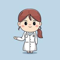 ilustração da bela médica com estetoscópio. bonito design de personagens kawaii. vetor