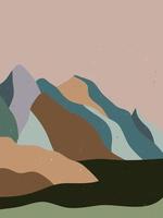 impressão da arte da paisagem da montanha abstrata. fundo de paisagem geométrica em estilo japonês asiático. ilustração vetorial vetor