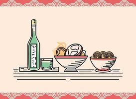 comida e bebida japonesas vetor